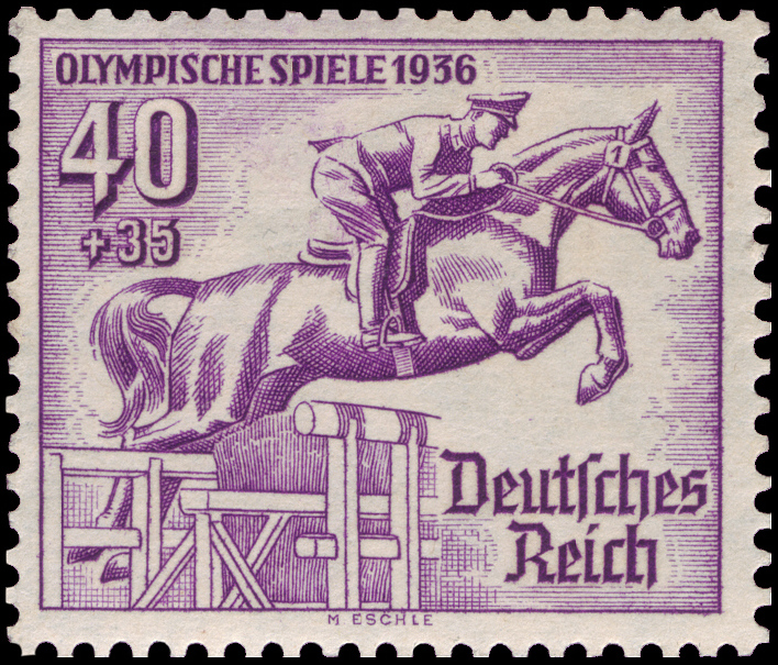 Commemorative stamp for the Olympic summer games in Berlin. Via  Wikimedia Commons 