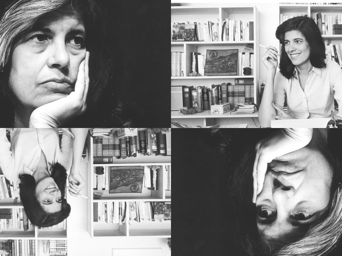 A collage of images of Susan Sontag
