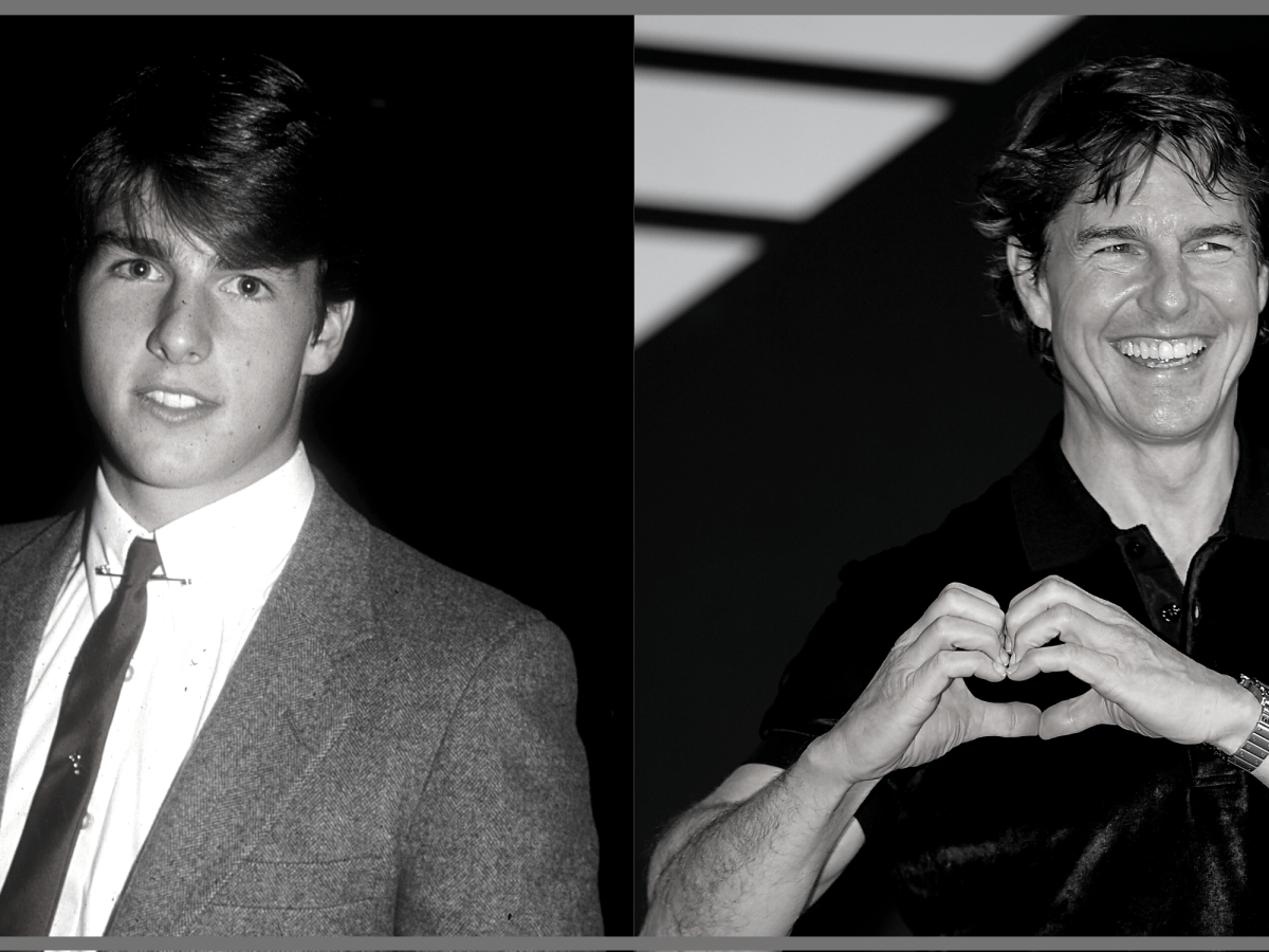 A photo of a young Tom Cruise and a recent photo of him